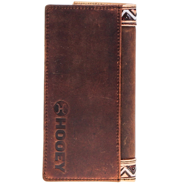 dark brown leather bi-fold with Hooey logo stamp