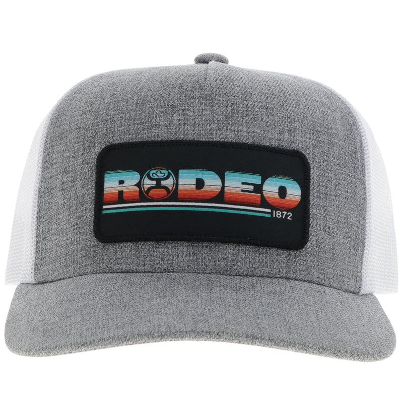 front of heather grey and white Rodeo hat