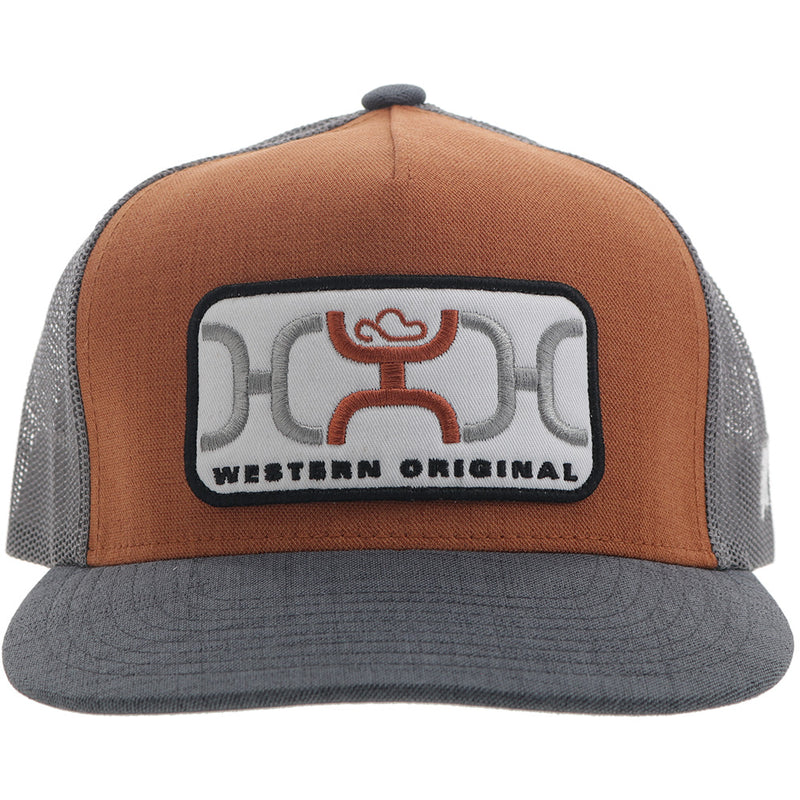 Youth "Loop" Hooey Hat Orange/Grey w/Grey & White Rectangle Patch