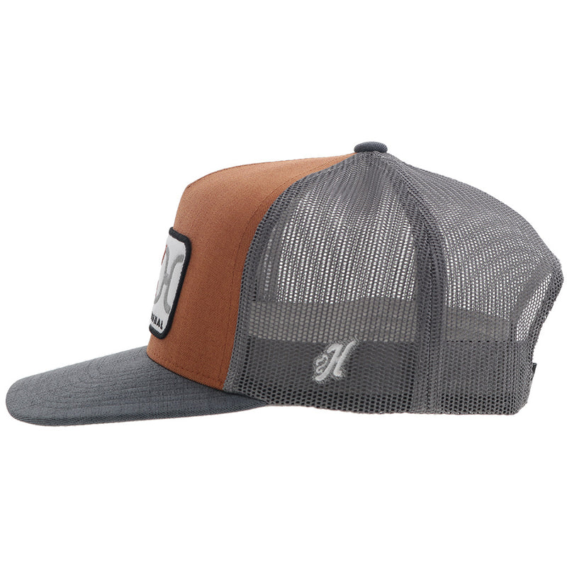 Youth "Loop" Hooey Hat Orange/Grey w/Grey & White Rectangle Patch