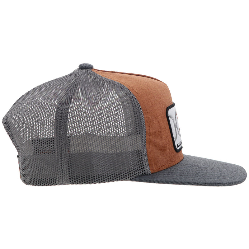 Youth "Loop" Hooey Hat Orange/Grey w/Grey & White Rectangle Patch