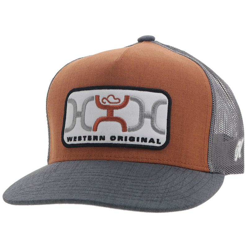 Youth "Loop" Hooey Hat Orange/Grey w/Grey & White Rectangle Patch