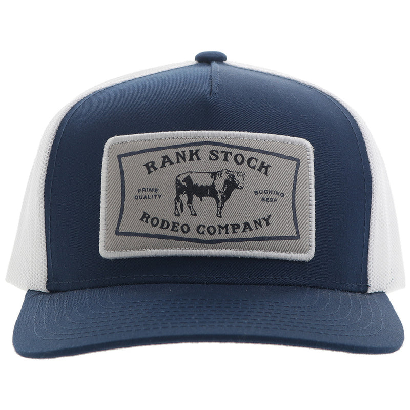 "Rank Stock" Hooey Hat Navy/White w/Grey/White Patch