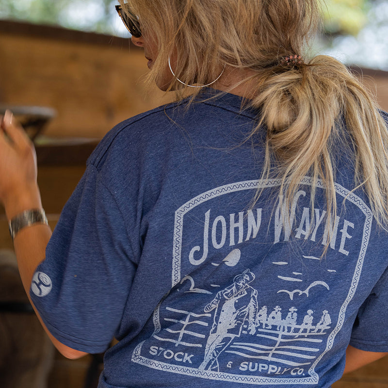 John Wayne navy tee on female model