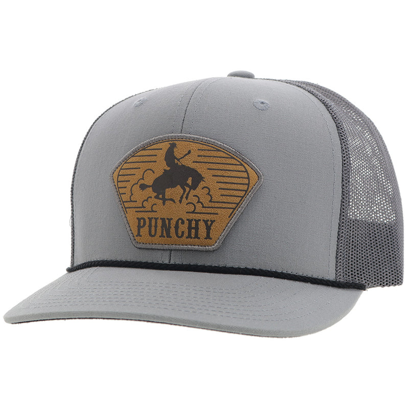 "Cavvy" Punchy Hat Grey w/Leather Patch