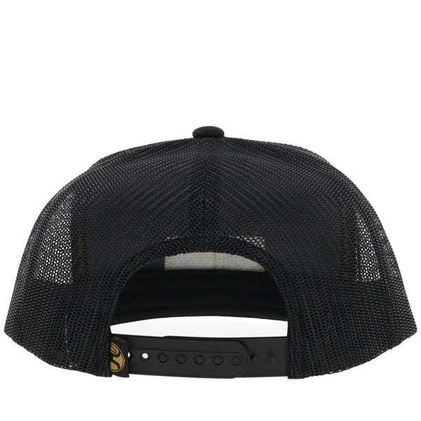 back of solid black hooey hat