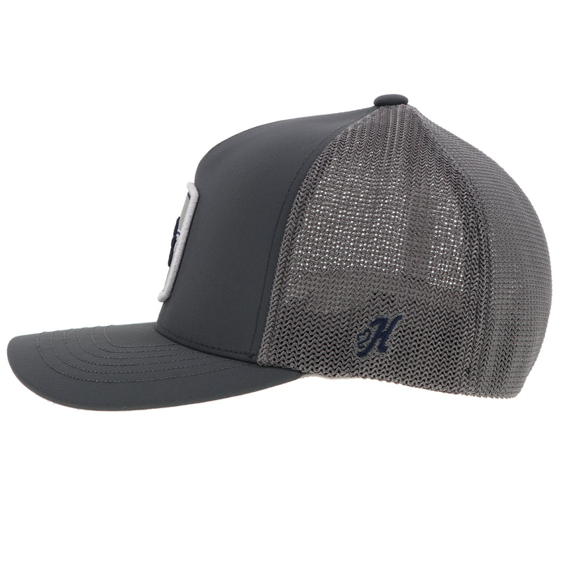 left side of flexfit, grey cowboys x Hooey hat