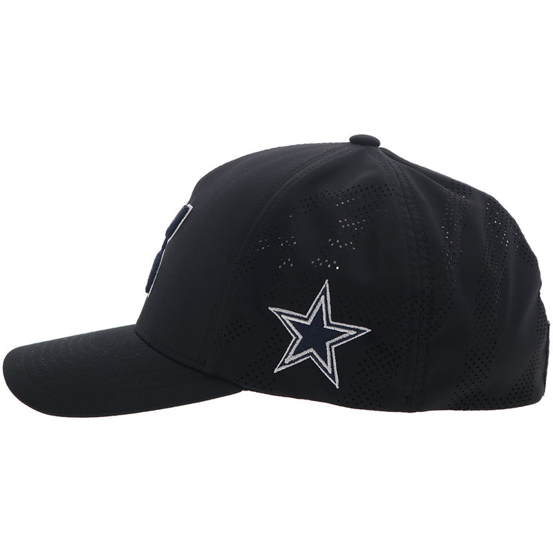 "Dallas Cowboys" Flexfit Hat Black w/Navy & White Hooey Logo