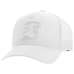 white on white BFO hat with white B patch