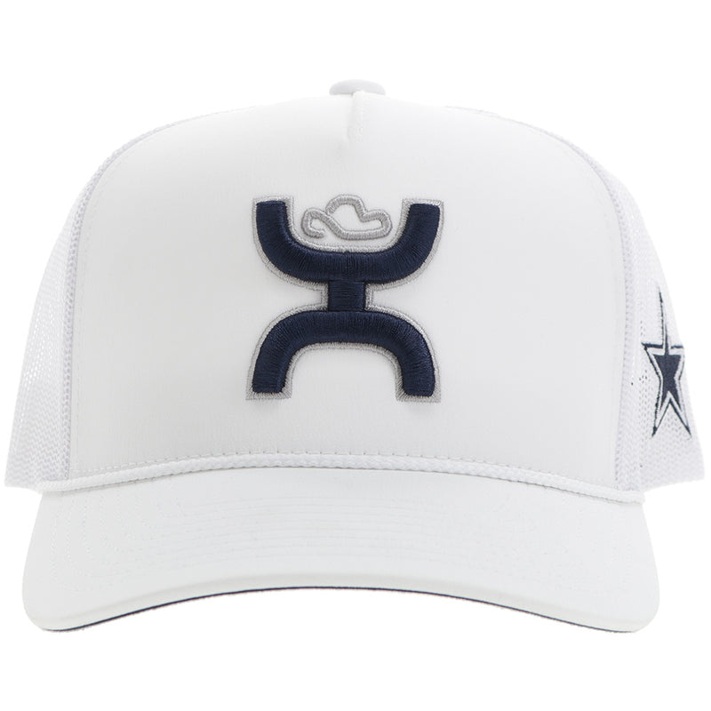 "Dallas Cowboys" Hat White w/Navy & Grey Hooey Logo