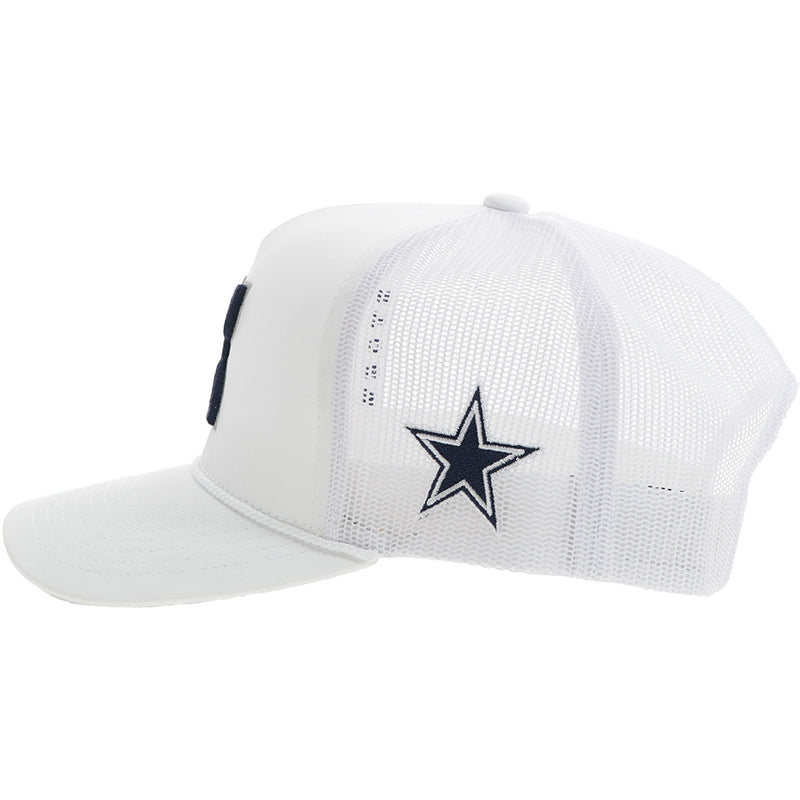 "Dallas Cowboys" Hat White w/Navy & Grey Hooey Logo