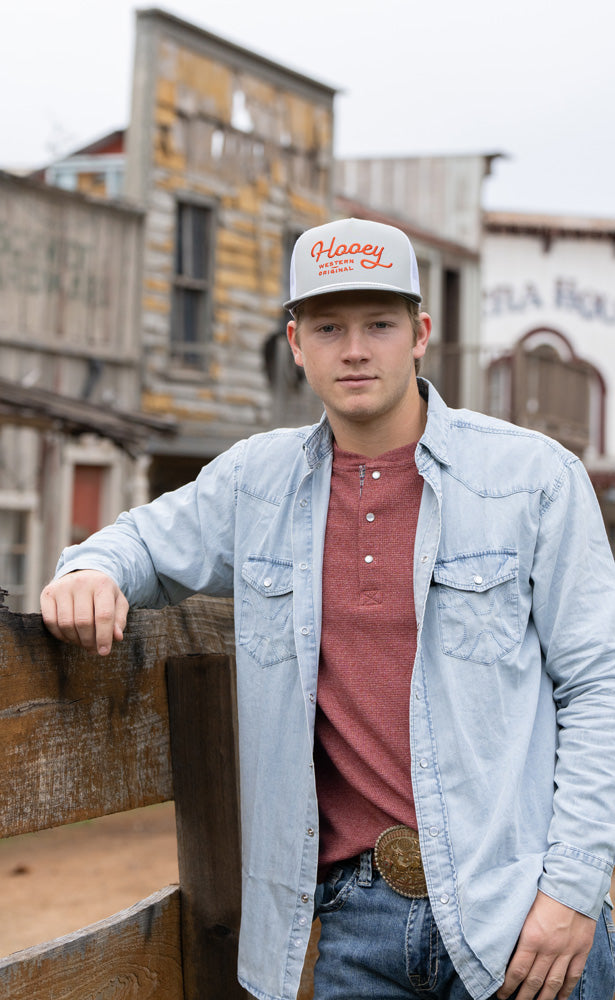 "OG" Hooey Hat Grey/White w/Orange Stitching