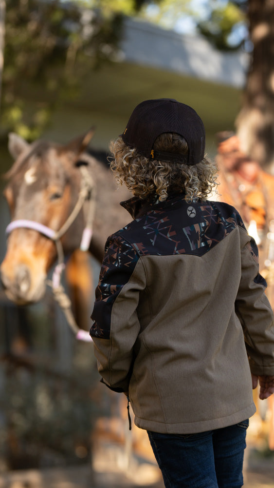 Youth "Hooey Softshell Jacket" Aztec/Tan