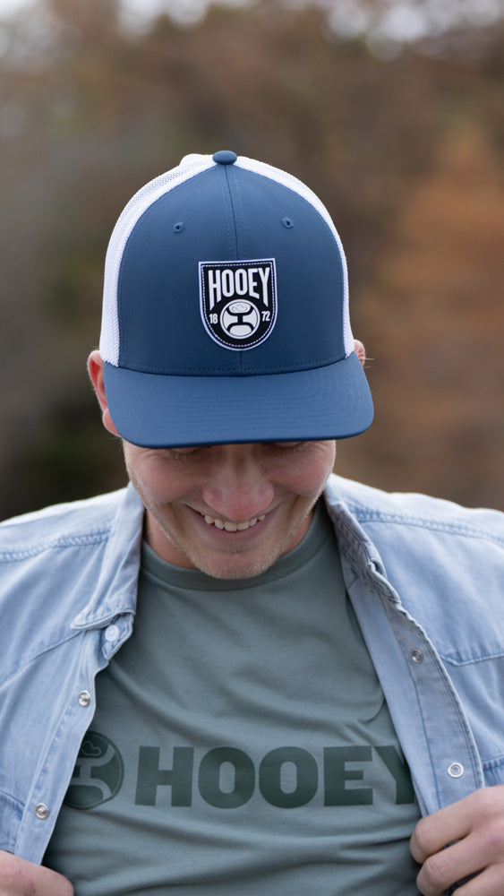 "Bronx" Hooey Hat Blue/White w/Black & White Patch