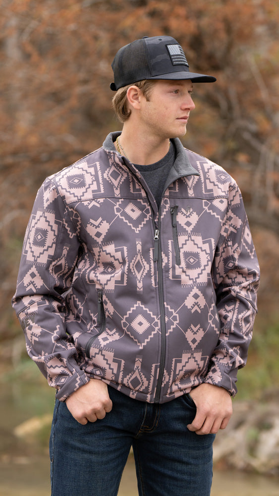 "Hooey Softshell Jacket" Charcoal & Tan/Aztec