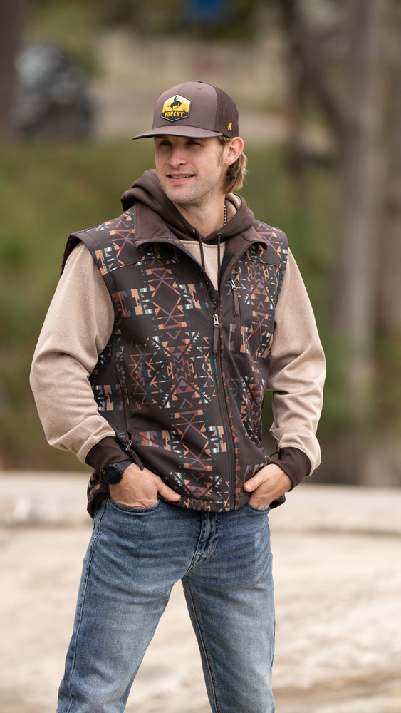 "Hooey Softshell Vest" Brown/Aztec