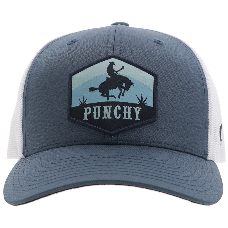 "Ranchero" Punchy Hat Blue/White w/Black & Blue Patch