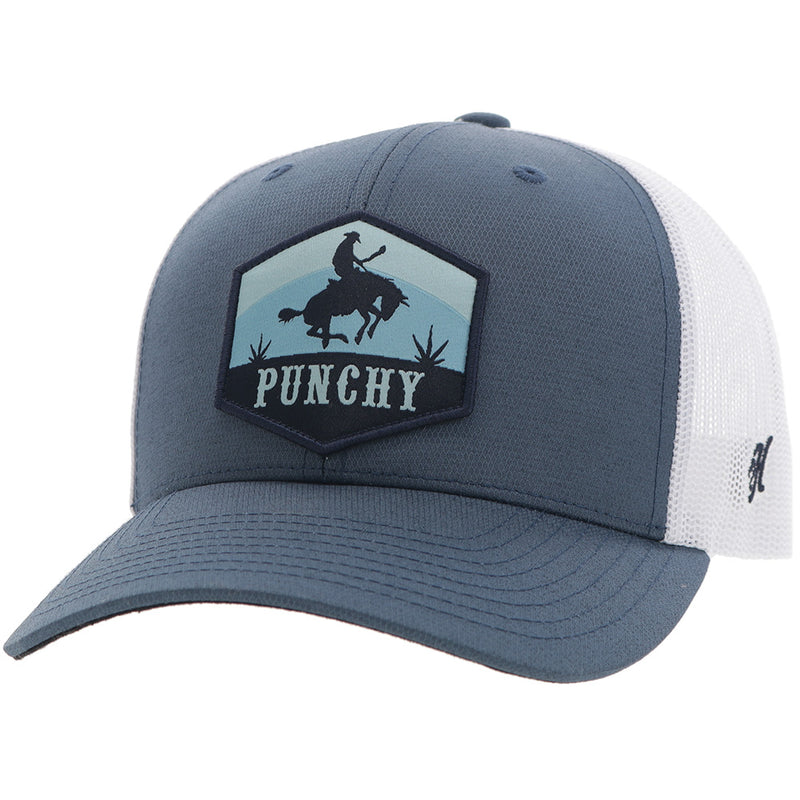 "Ranchero" Punchy Hat Blue/White w/Black & Blue Patch