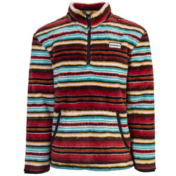 Youth girls fleece pullover red, blue, gold, white serape pattern