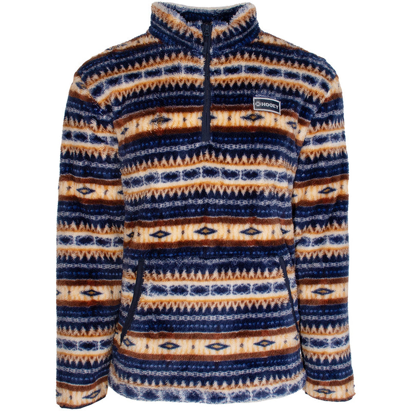 "Hooey Fleece Pullover" Navy/Tan Serape