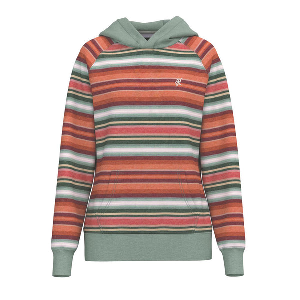 Orange, red, white, green striped Hooey hoody