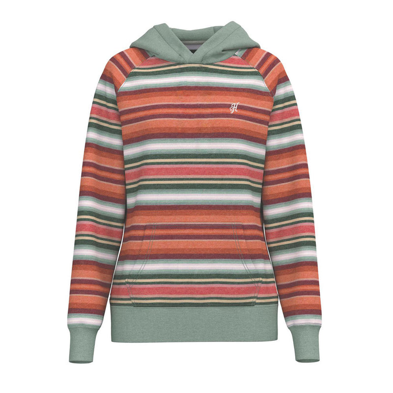 Orange, red, white, green striped Hooey hoody