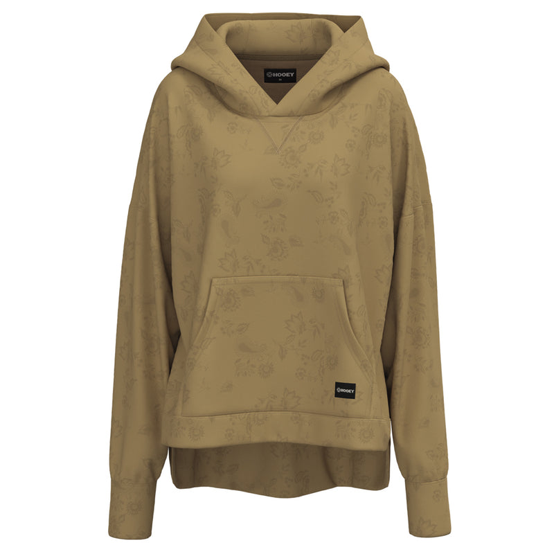 Roomy tan hoody with micro floral pattern