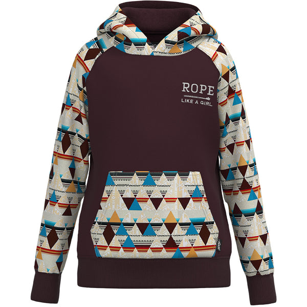 Youth "Rope Like A Girl" Maroon/Aztec Hoody