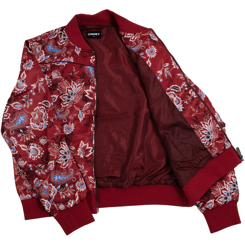 red bandana print bomber jacket