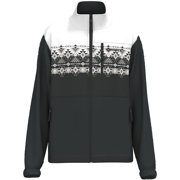 "Hooey Tech Fleece Jacket" Black/White Aztec