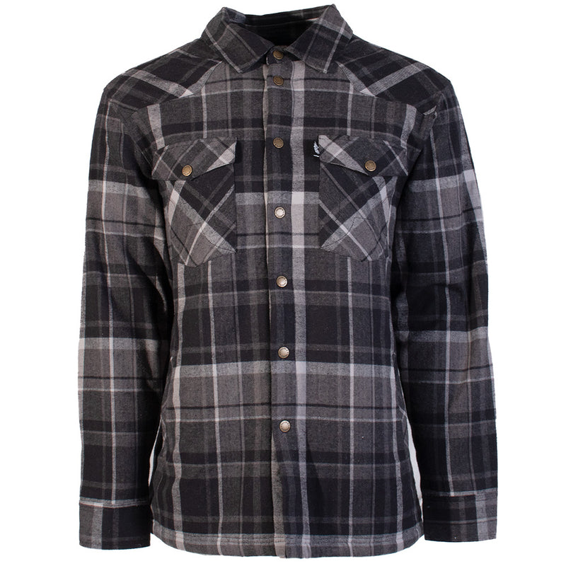 "Men's Flannel Jacket" Charcoal/Grey Plaid w/White Sherpa