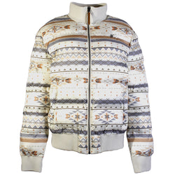 "Ladies Puffer Jacket" Cream w/Aztec