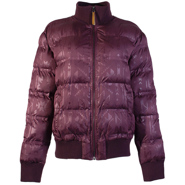 "Ladies Puffer Jacket" Maroon w/Aztec