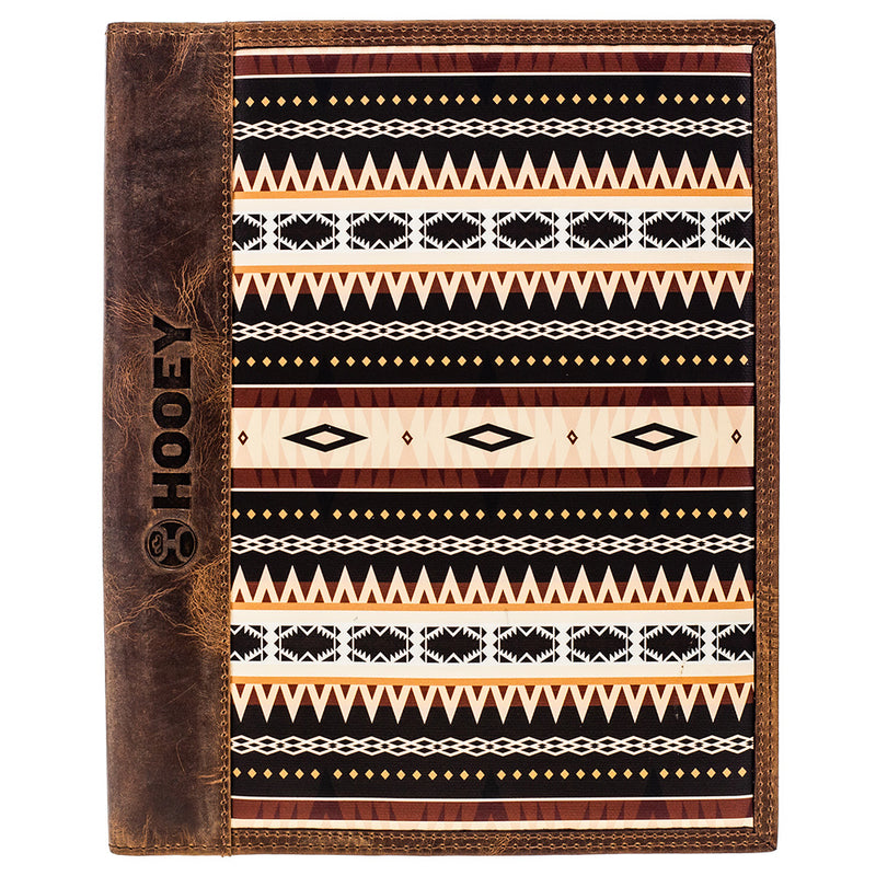 "Pecos" Leather Notebook Cover Black & Brown Aztec