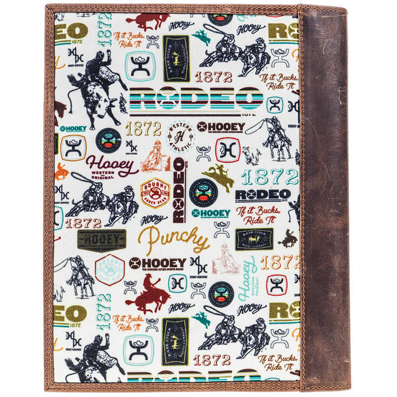 "Hooey Rodeo" Leather Notebook Cover Cream Rodeo Pattern