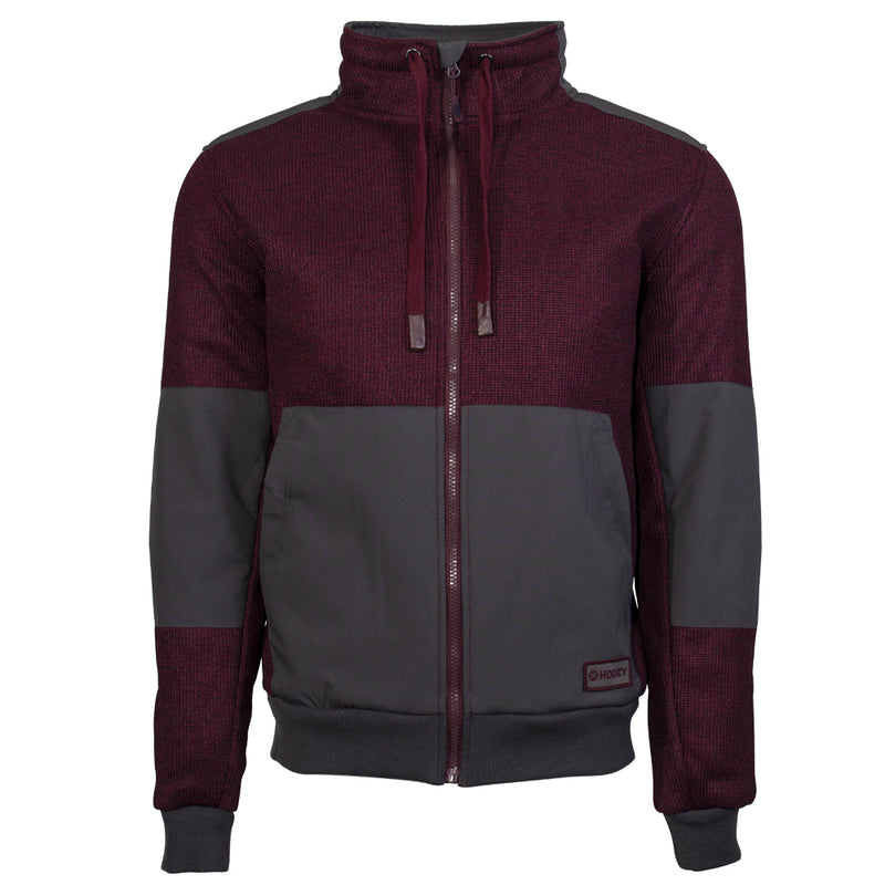 burgundy and grey full zip jacket