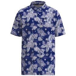 blue hooey golf polo with white floral pattern