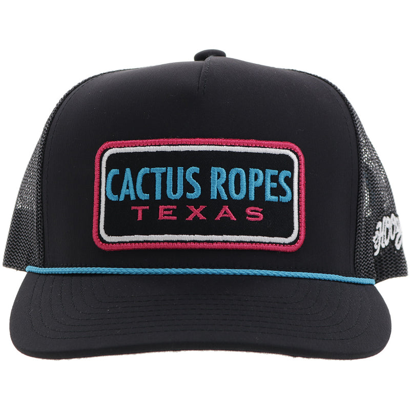 "CR103" Cactus Ropes Hat Black w/Pink/Blue Patch