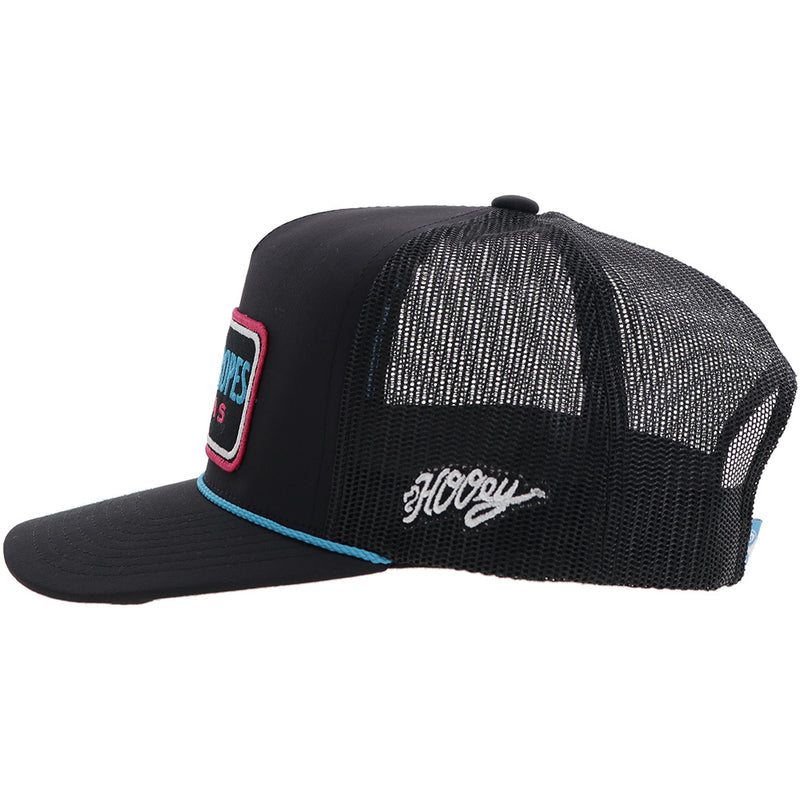 "CR103" Cactus Ropes Hat Black w/Pink/Blue Patch