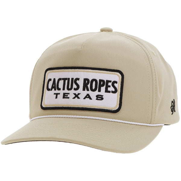 "CR104" Cactus Ropes Hat Tan w/Black/White Patch