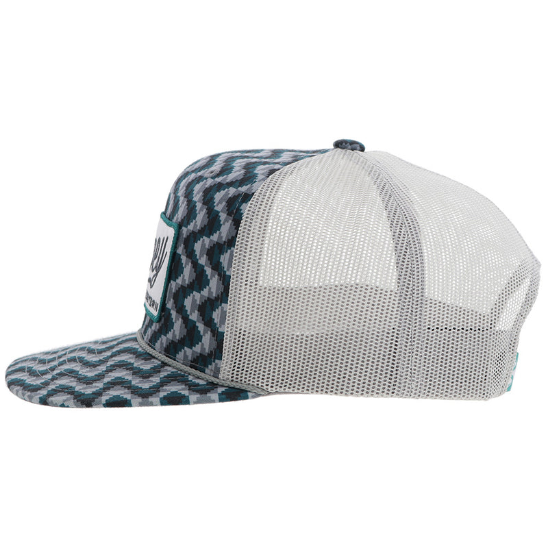 "Lakota" Hooey Hat Teal/Grey Pattern w/White/Teal Patch