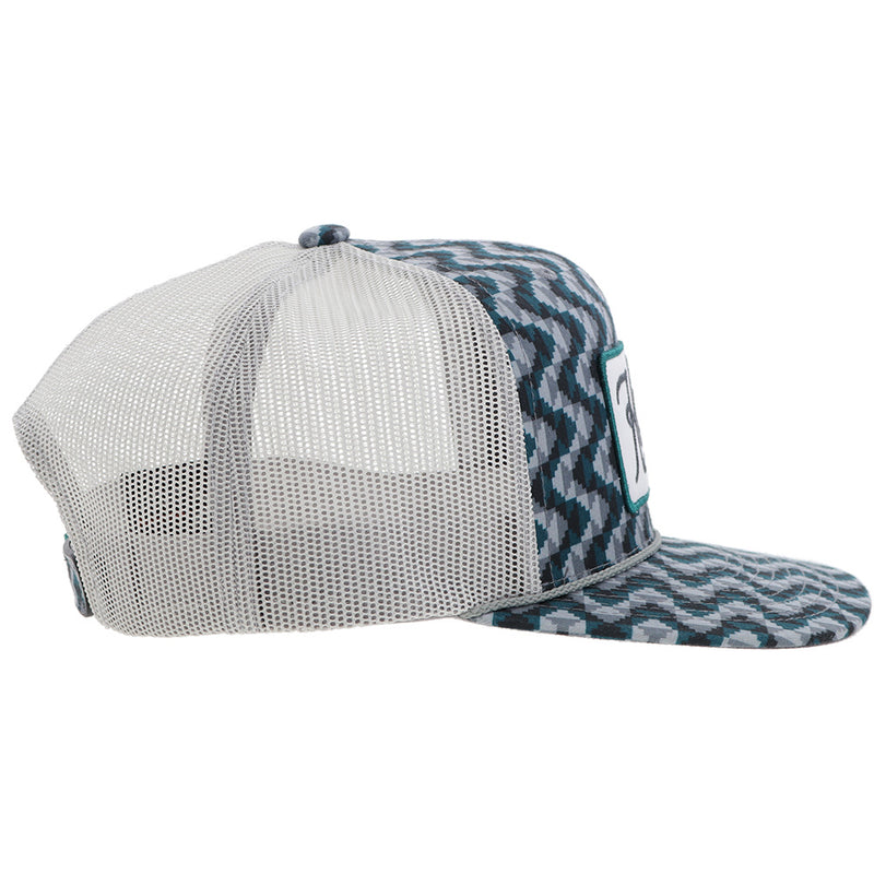 "Lakota" Hooey Hat Teal/Grey Pattern w/White/Teal Patch