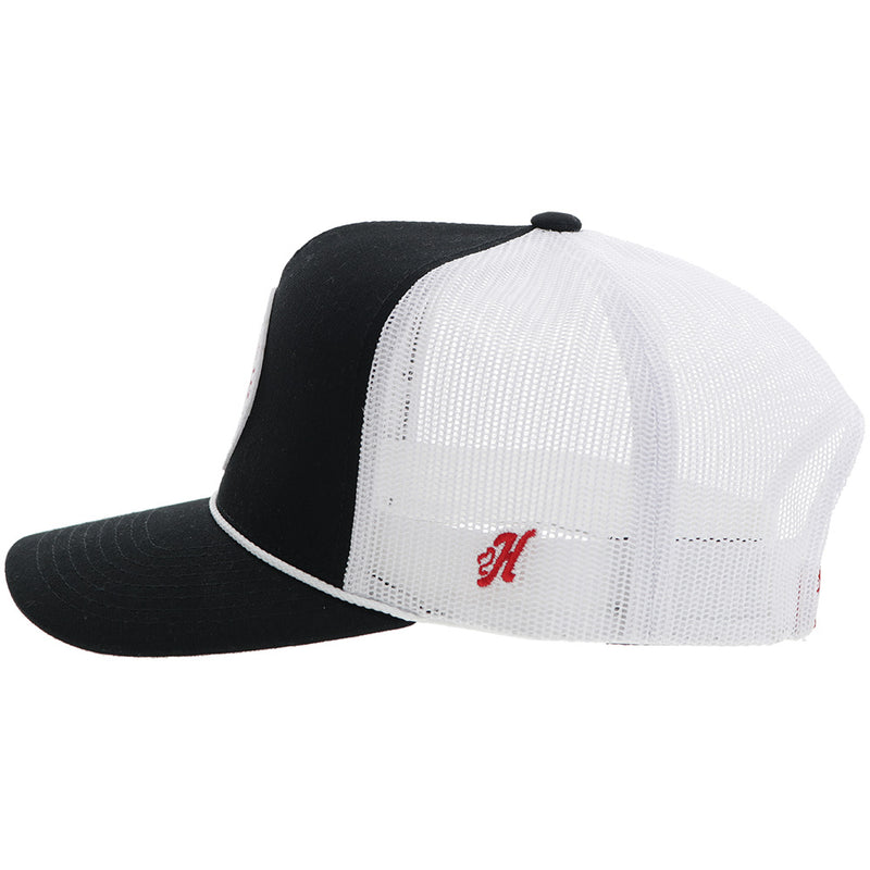 "Quanah" Hat Black/White w/Red/White Patch