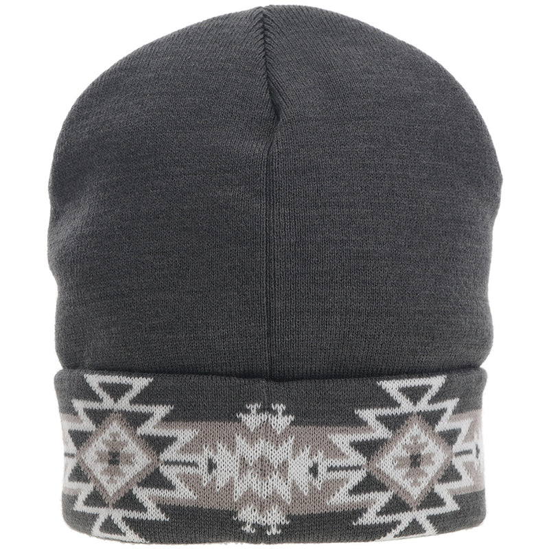 "Hooey Beanie" Grey w/White Aztec detailing