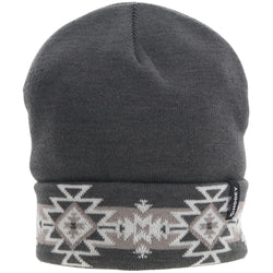 "Hooey Beanie" Grey w/White Aztec detailing