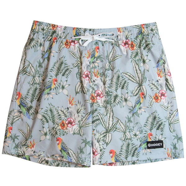 light blue with the Hawaiian pattern, board shorts