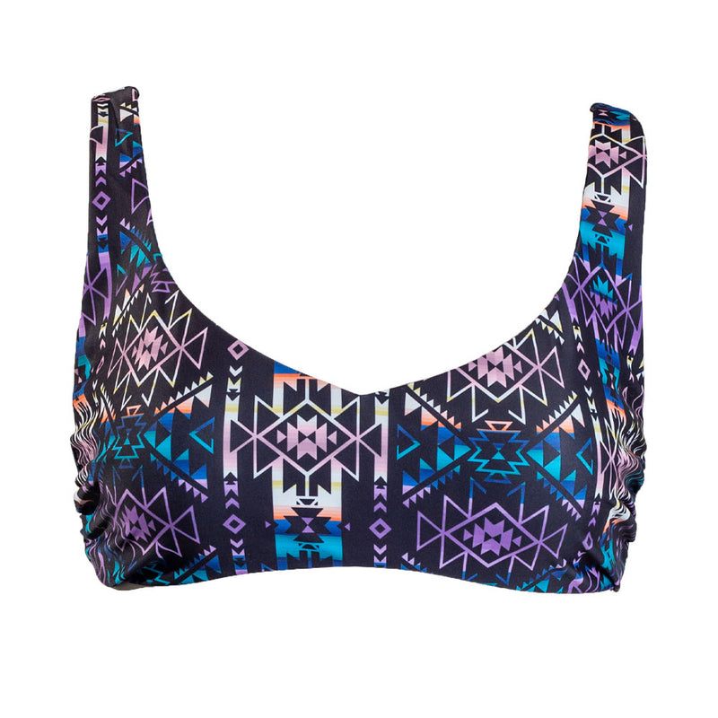 "The Rampy" Reversible Swimsuit Top Black/Multi Color Aztec