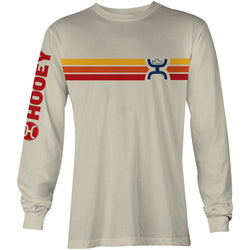 "Sunset" Cream Long Sleeve Shirt with Orange / Red Sunset Stripes