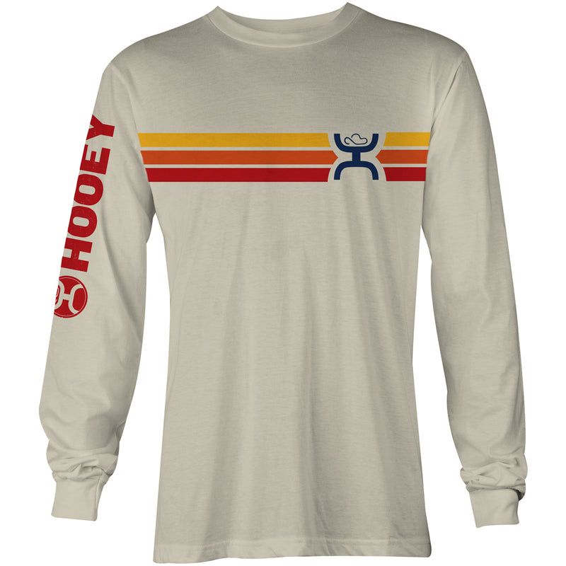 "Sunset" Cream Long Sleeve Shirt with Orange / Red Sunset Stripes