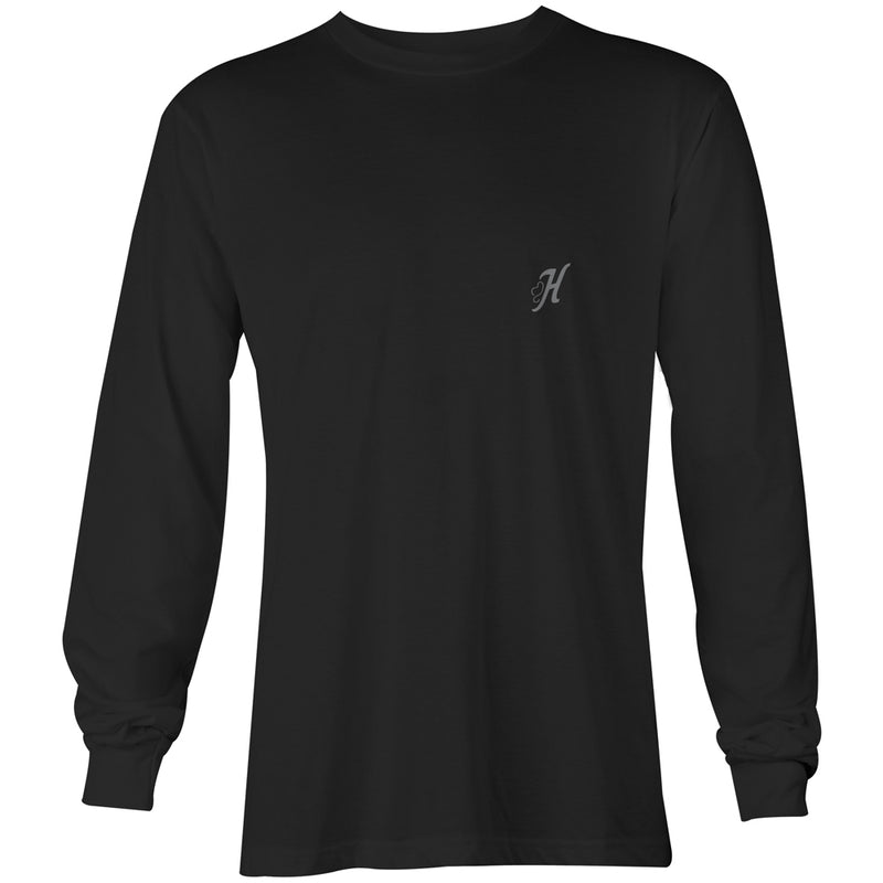 "Saloon" Black Long Sleeve Shirt with Grey Logo on Back